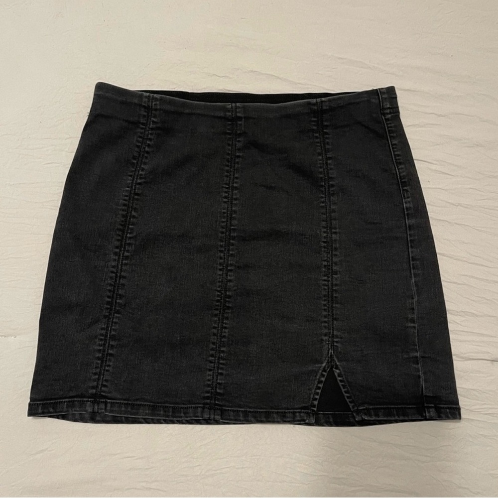 Free People Black Jean Mid Skirt
